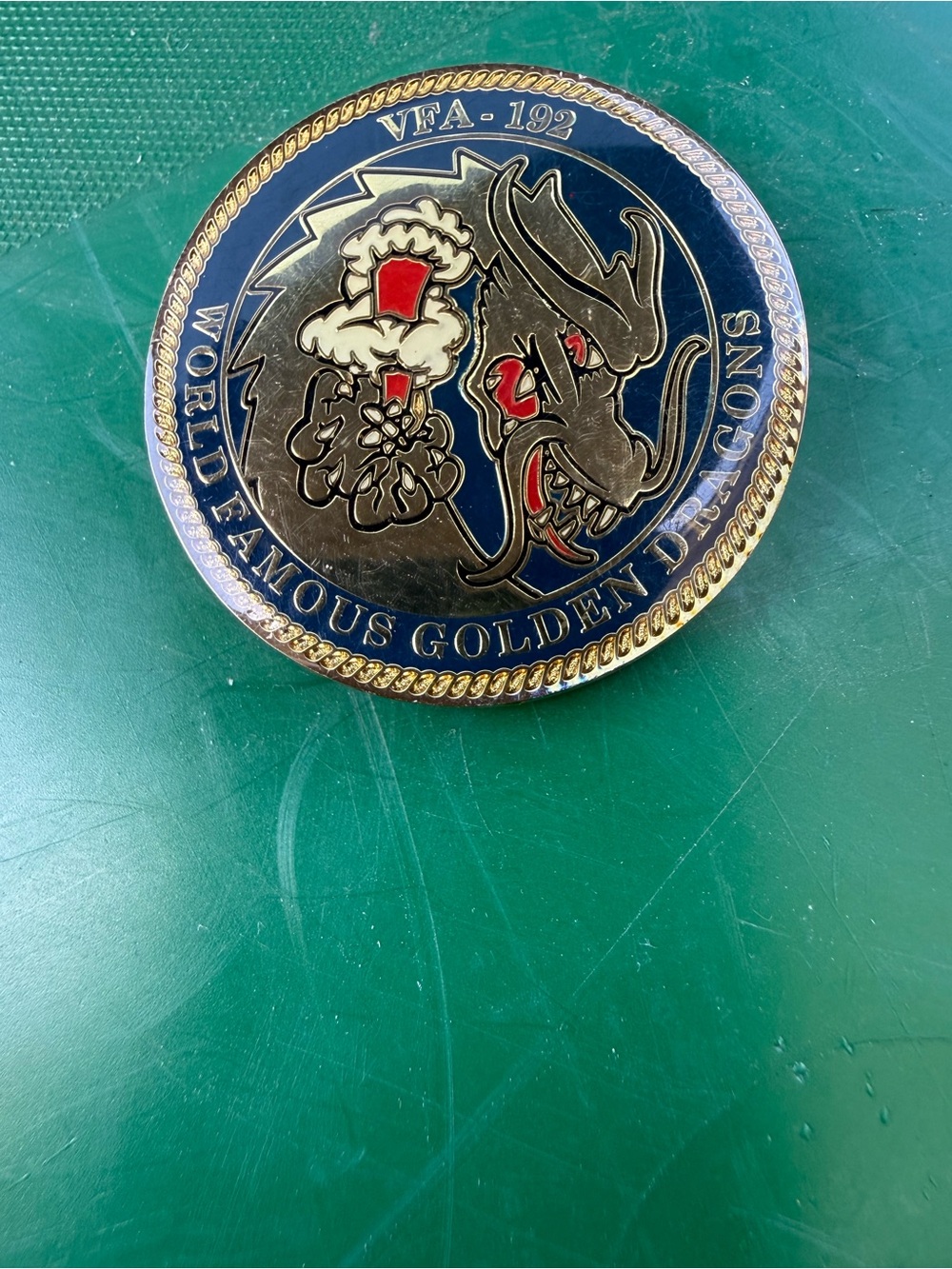 VFA-192 World Famous Golden Dragons Commemorative Challenge Coin - Black & Gold